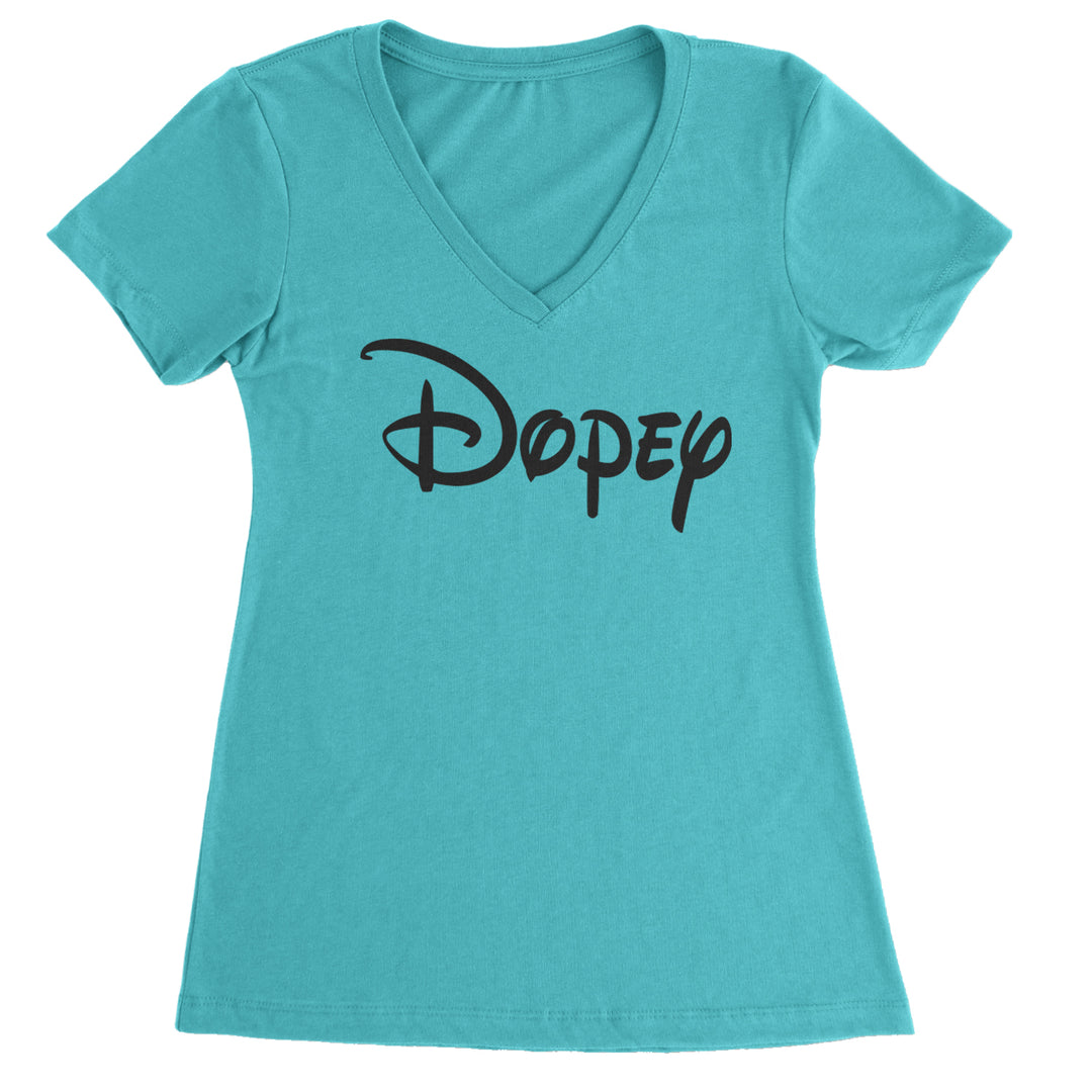 Dopey - 7 Dwarfs Costume Ladies V-Neck T-shirt Surf