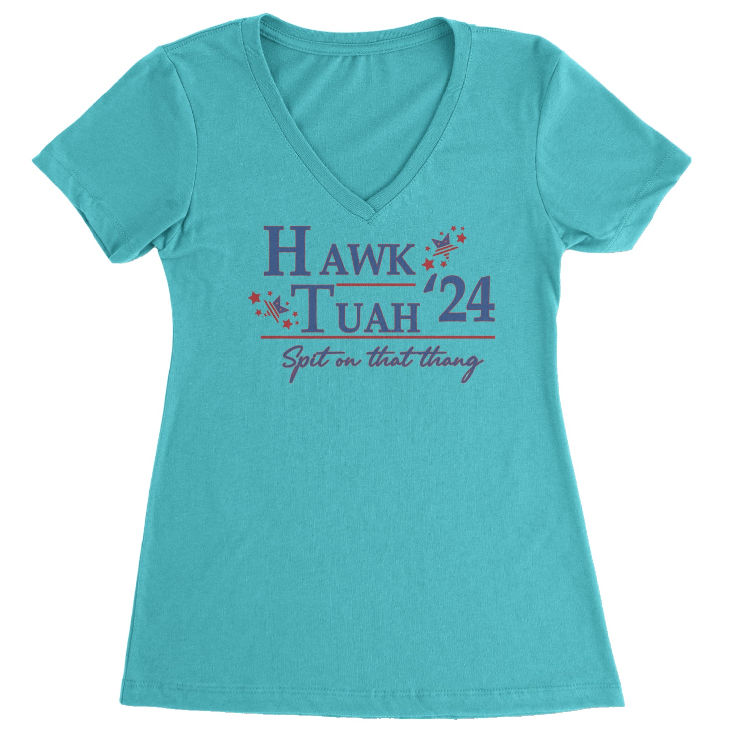 Vote For Hawk Tuah Spit On That Thang 2024 Ladies V-Neck T-shirt White