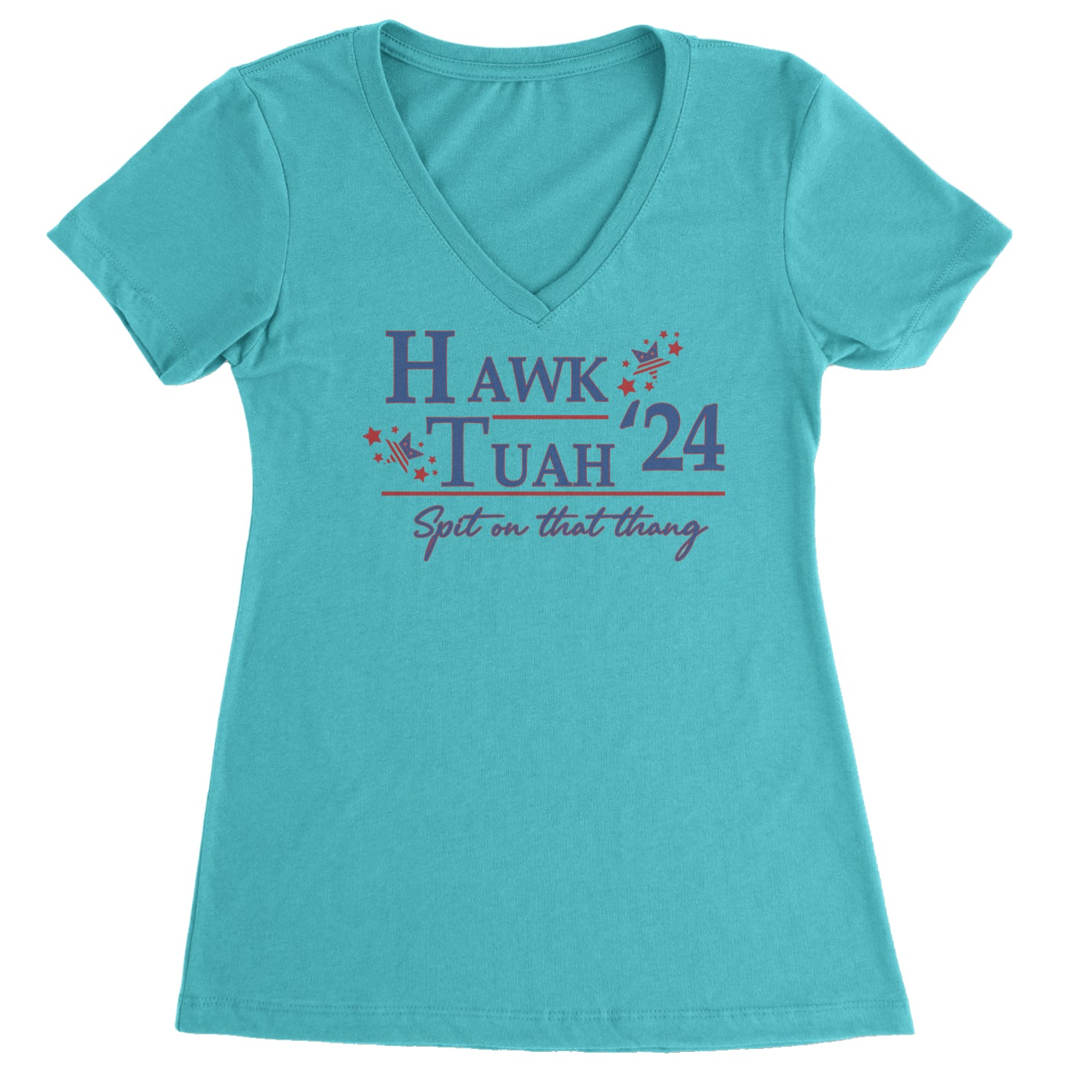 Vote For Hawk Tuah Spit On That Thang 2024 Ladies V-Neck T-shirt Surf