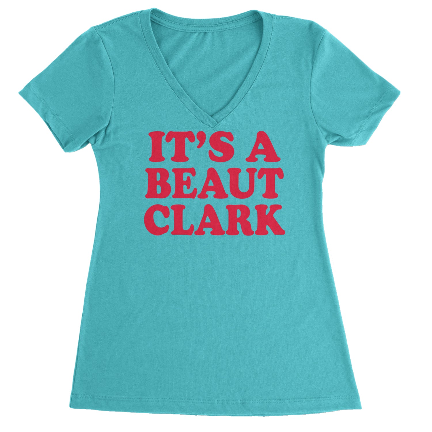 It's a Beaut Clark Festive Christmas Ladies V-Neck T-shirt Surf