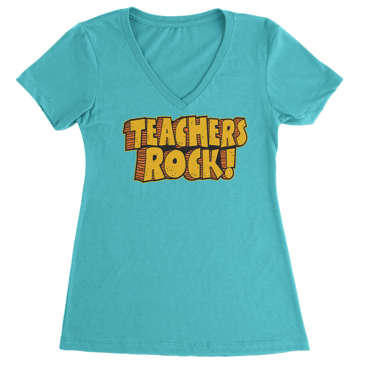 Teachers Rock Retro Ladies V-Neck T-shirt Surf