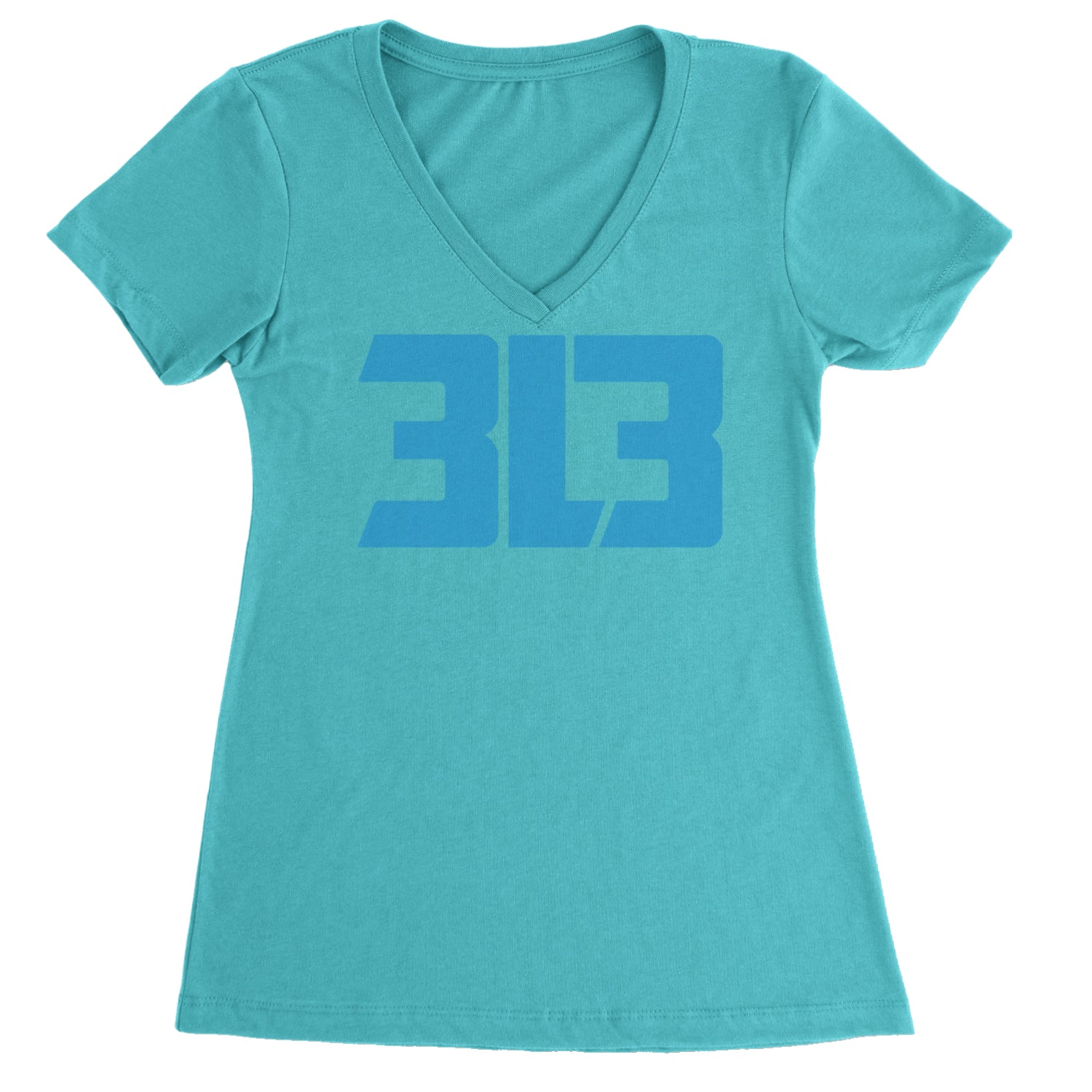 3L3 From The 313 Detroit Football Ladies V-Neck T-shirt Surf