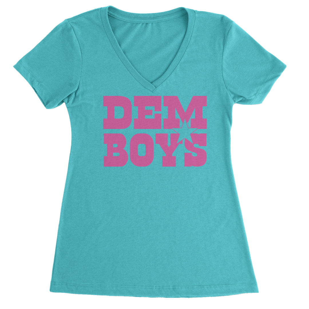 Dem Boys Hot Pink Dallas  Ladies V-Neck T-shirt Surf