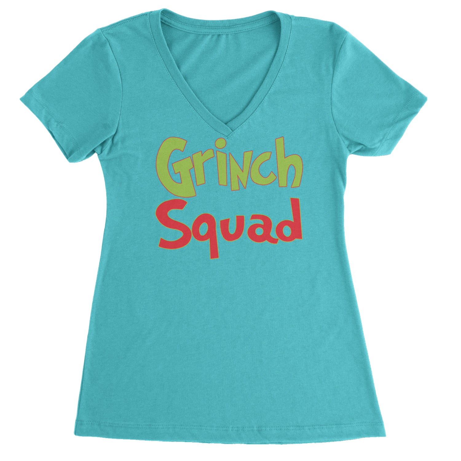 Gr-nch Squad Jolly Grinchmas Merry Christmas Ladies V-Neck T-shirt Surf