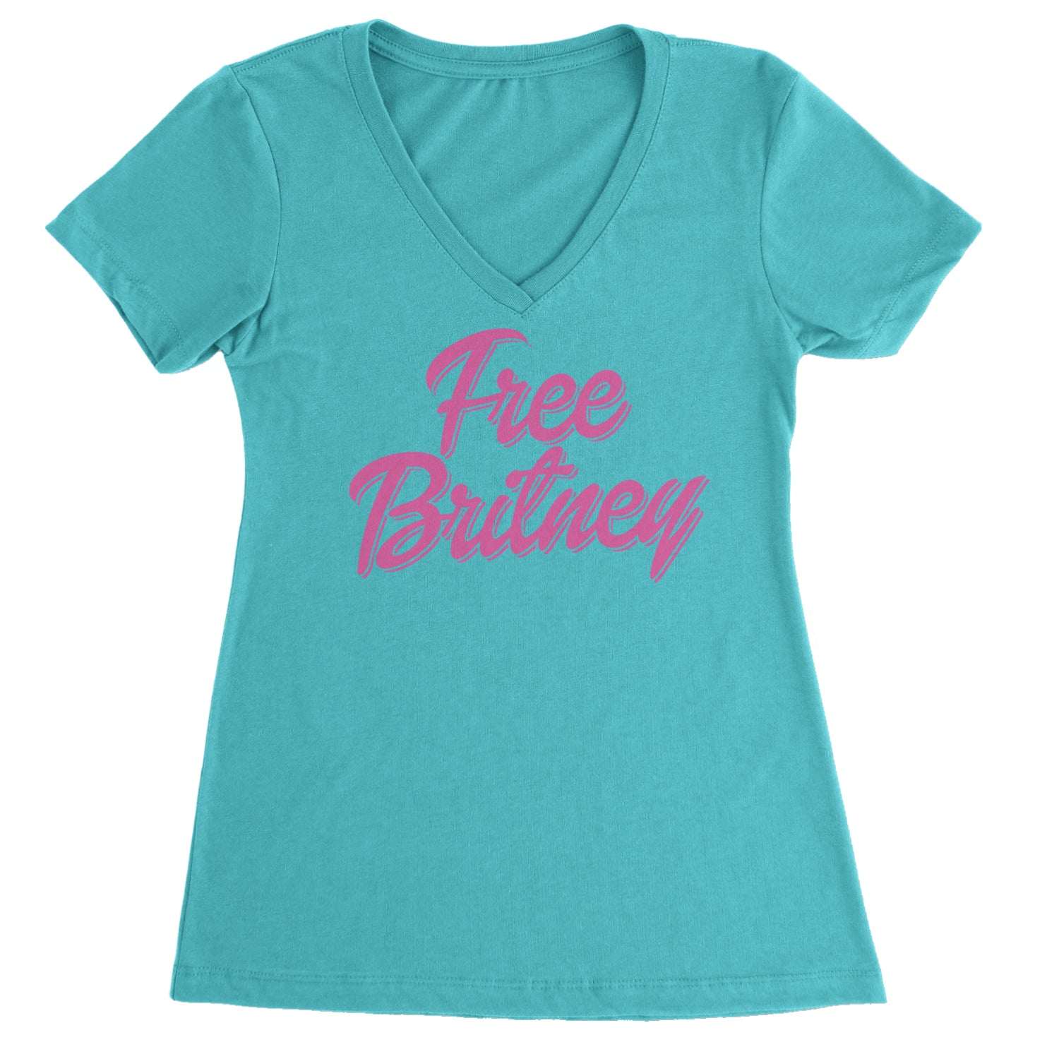 Pink Free Britney Ladies V-Neck T-shirt Surf