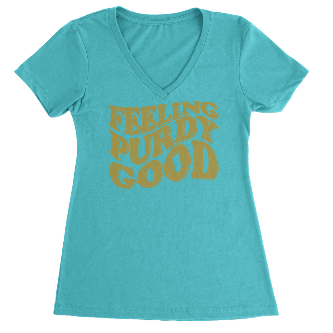 Feeling Purdy Good San Francisco Ladies V-Neck T-shirt Surf