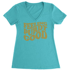 Feeling Purdy Good San Francisco Ladies V-Neck T-shirt Surf