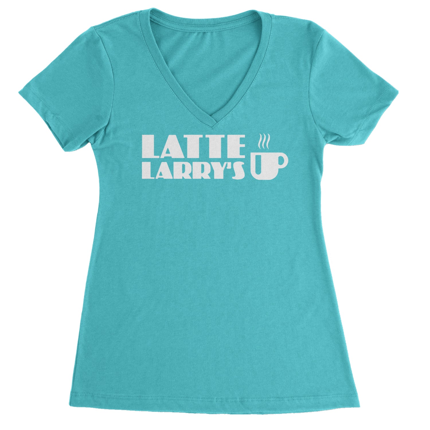 Latte Larry's Enthusiastic Coffee Ladies V-Neck T-shirt Black
