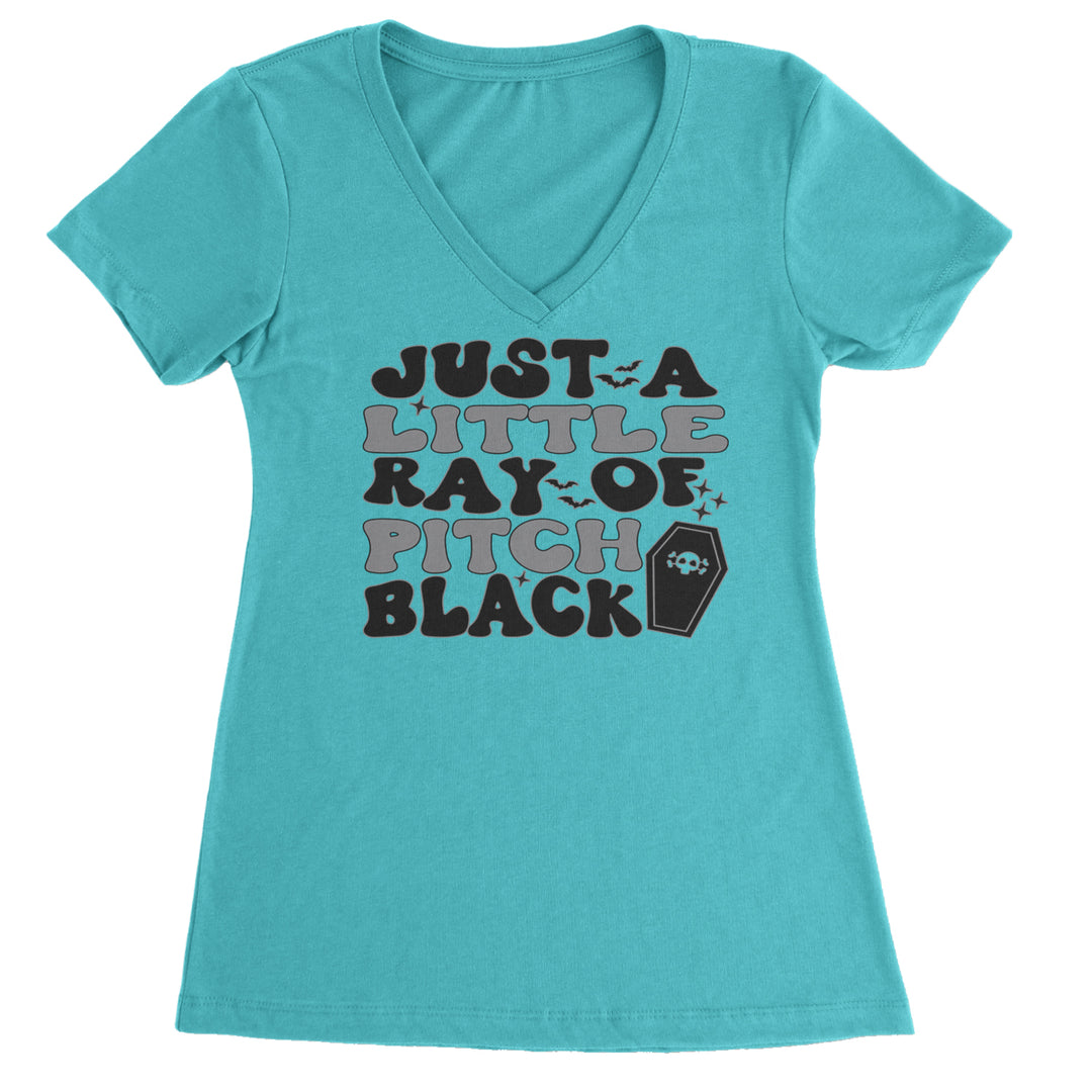 Just A Little Ray of Pitch Black graphic on Women's Lightweight V-Neck T-Shirt alternate view 3