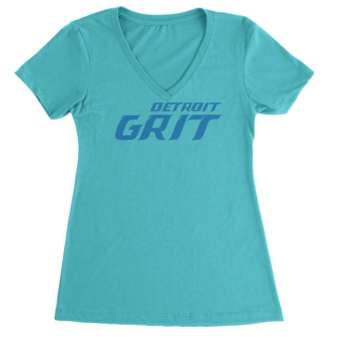 Grit Detroit Football Hard Knocks Ladies V-Neck T-shirt Surf