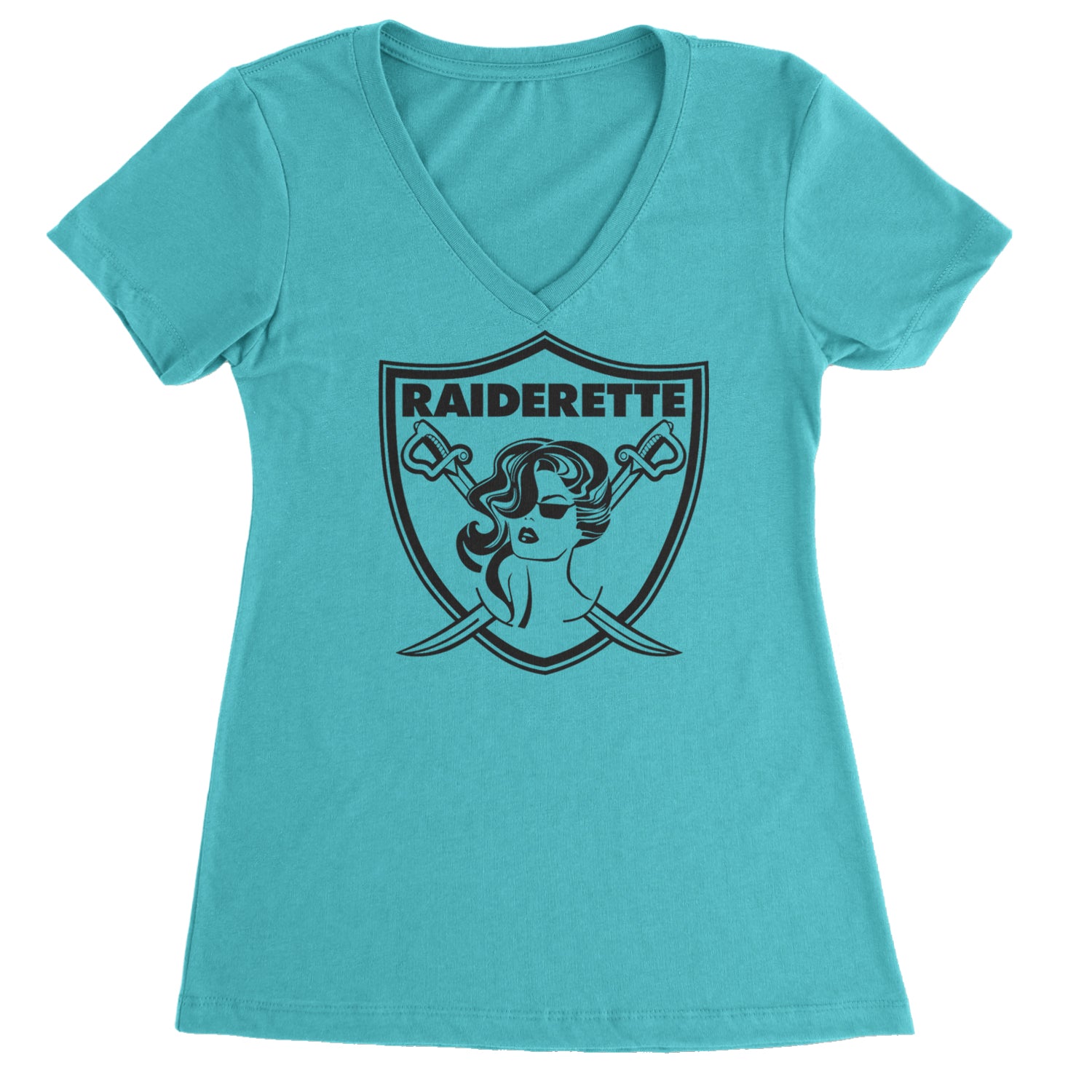 Raiderette Football Gameday Ready Ladies V-Neck T-shirt White