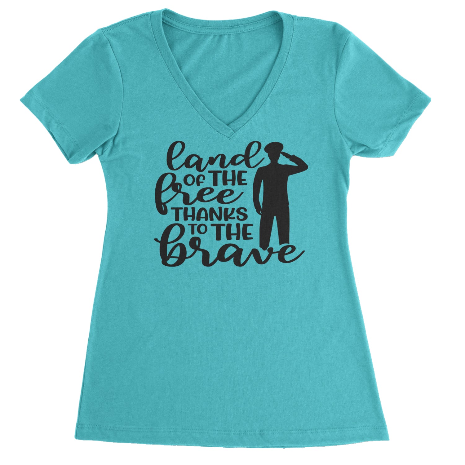 Land Of The Free Thanks To The Brave Veterans Ladies V-Neck T-shirt Surf