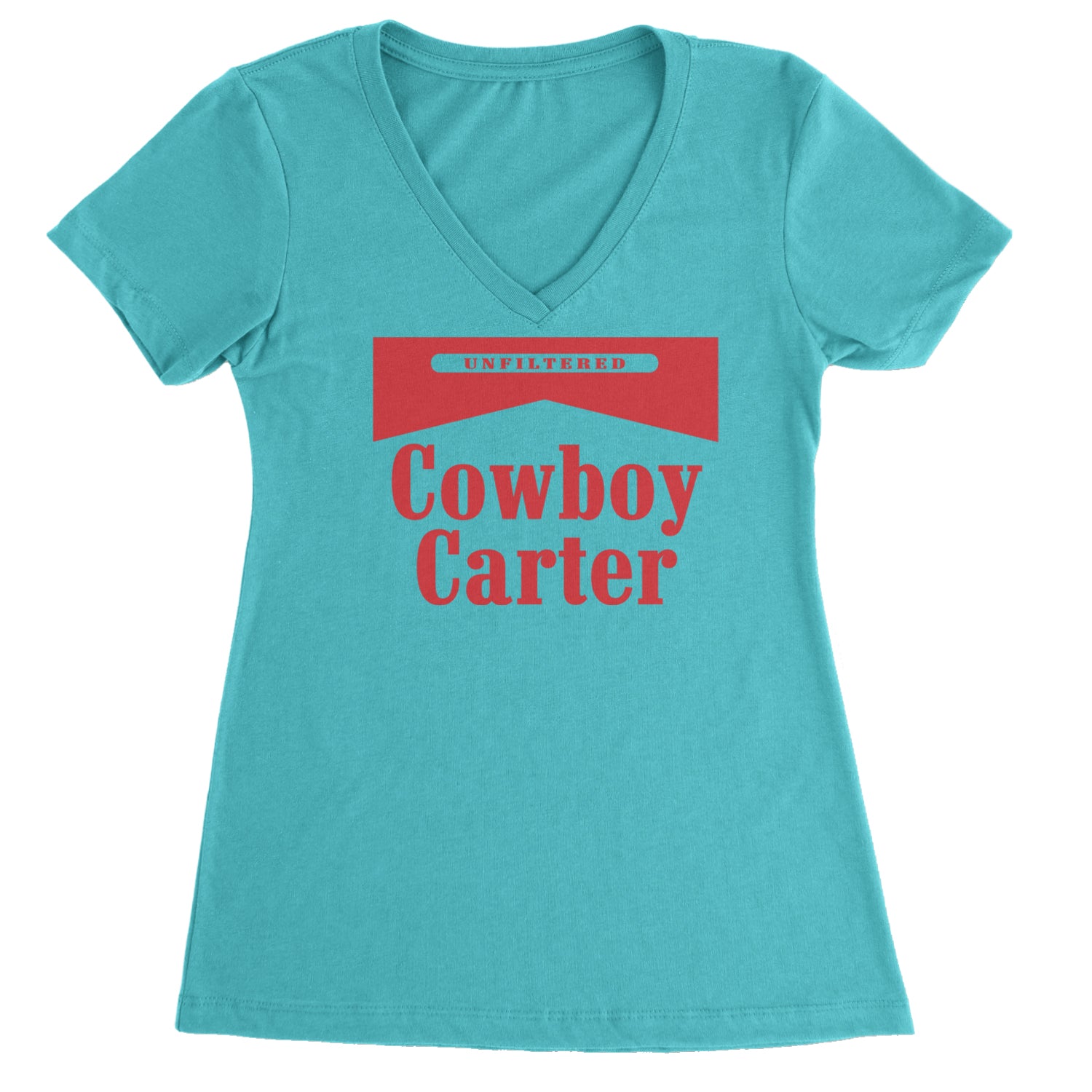 Cowboy Karter Country Act Two Ladies V-Neck T-shirt Surf