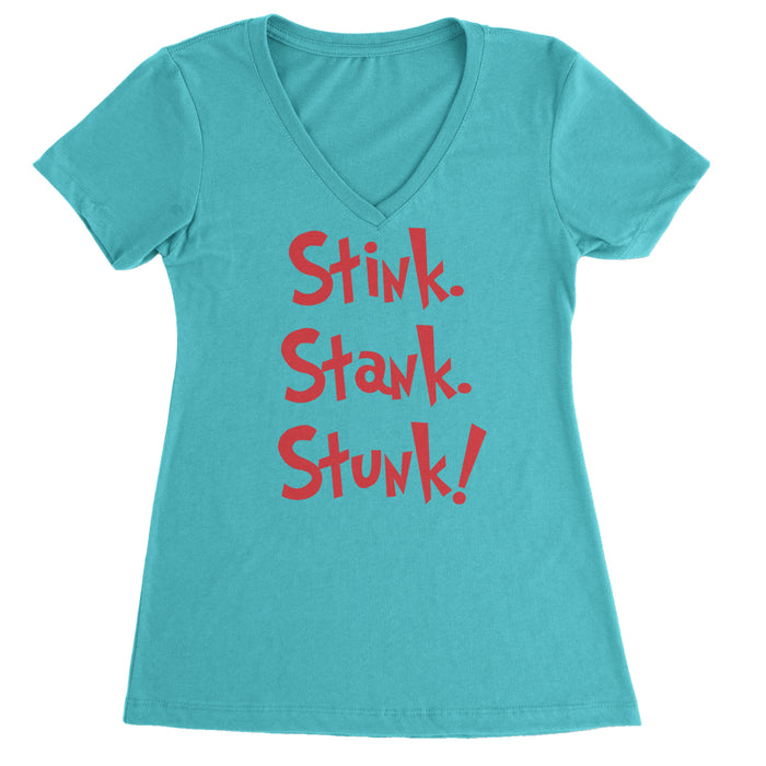 Stink Stank Stunk Gr-nch Ladies V-Neck T-shirt