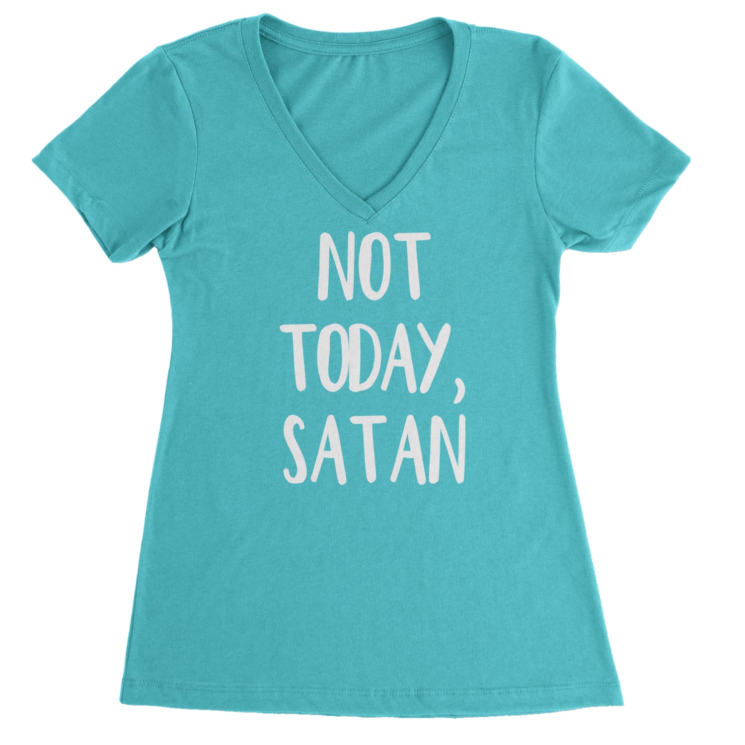 Not Today, Satan Jesus Already Won Ladies V-Neck T-shirt Black