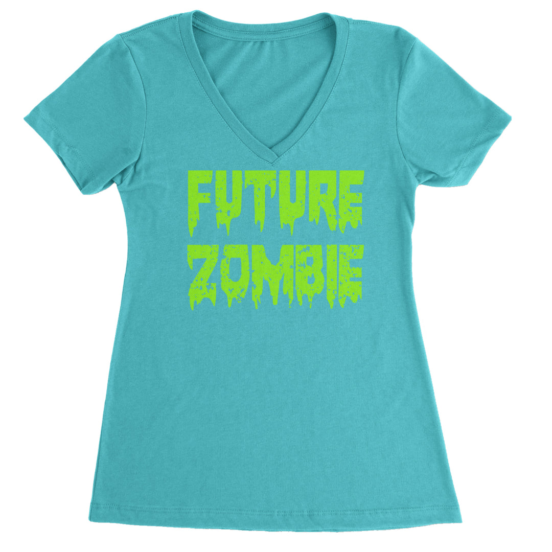 Future Zombie Horror Ladies V-Neck T-shirt Surf