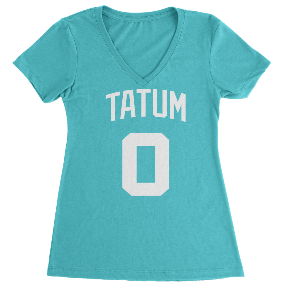 Tatum #0 Boston Basketball Ladies V-Neck T-shirt Surf
