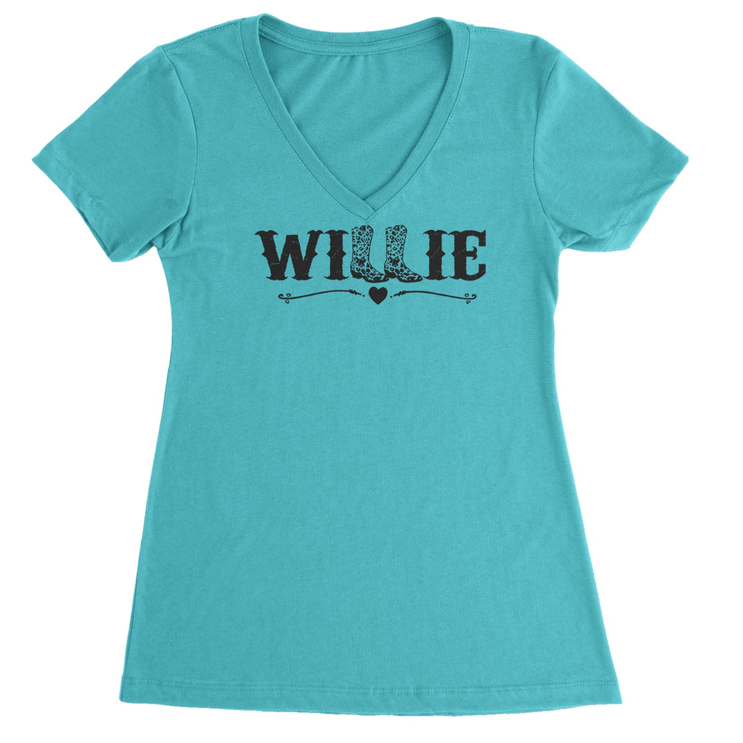 Willie Cowboy Boots Hippy Country Music Ladies V-Neck T-shirt White