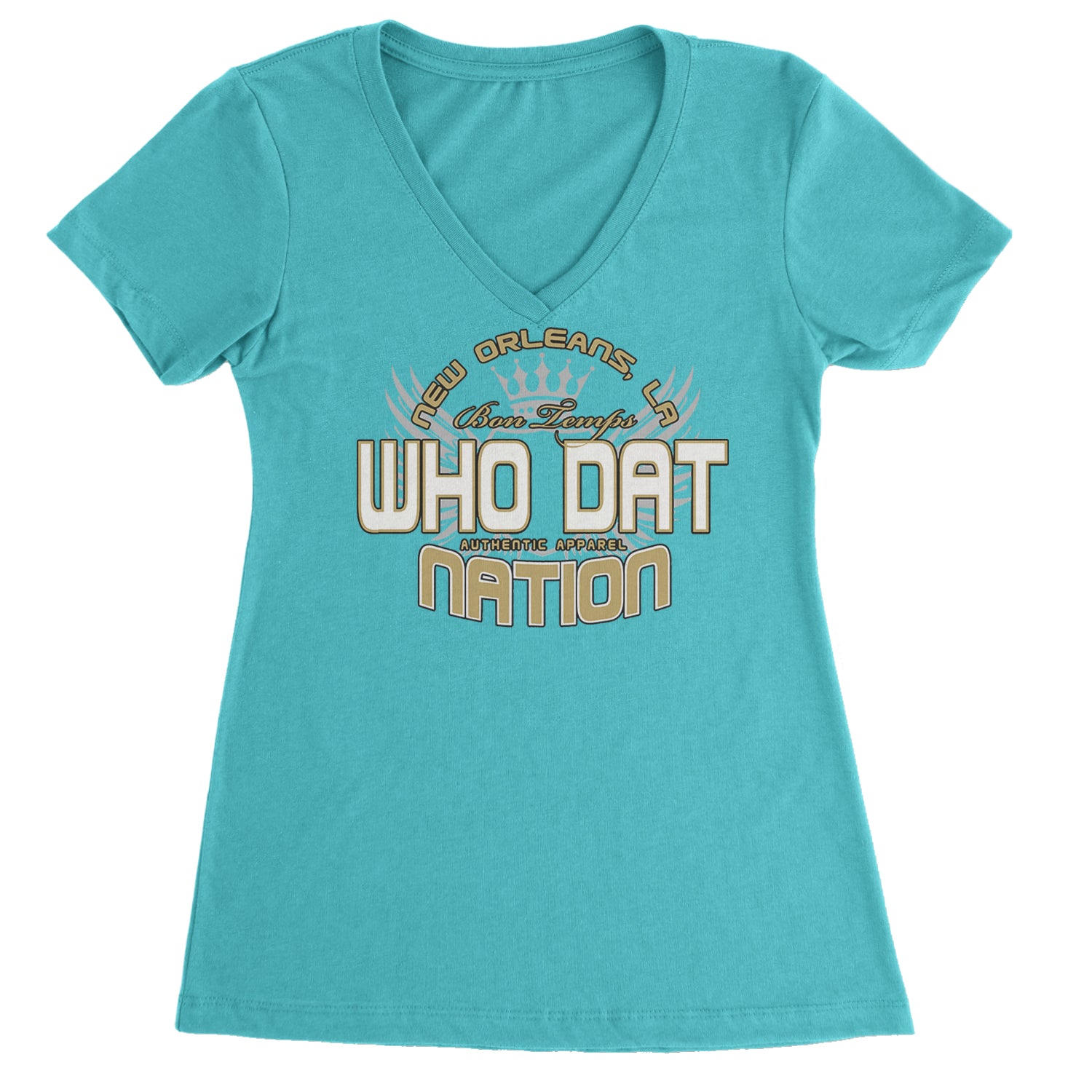 Who Dat Nation New Orleans (Color) Ladies V-Neck T-shirt Surf