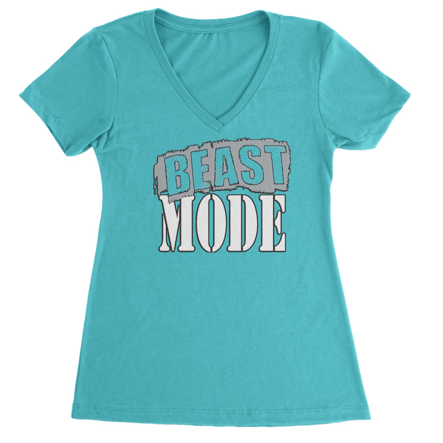 Beast Mode Training Gym Workout Ladies V-Neck T-shirt Surf