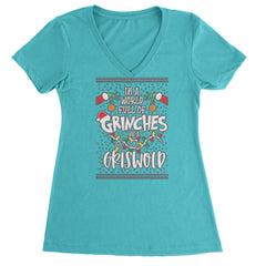 In A World Full Of Grinches, Be A Griswold Ladies V-Neck T-shirt Surf