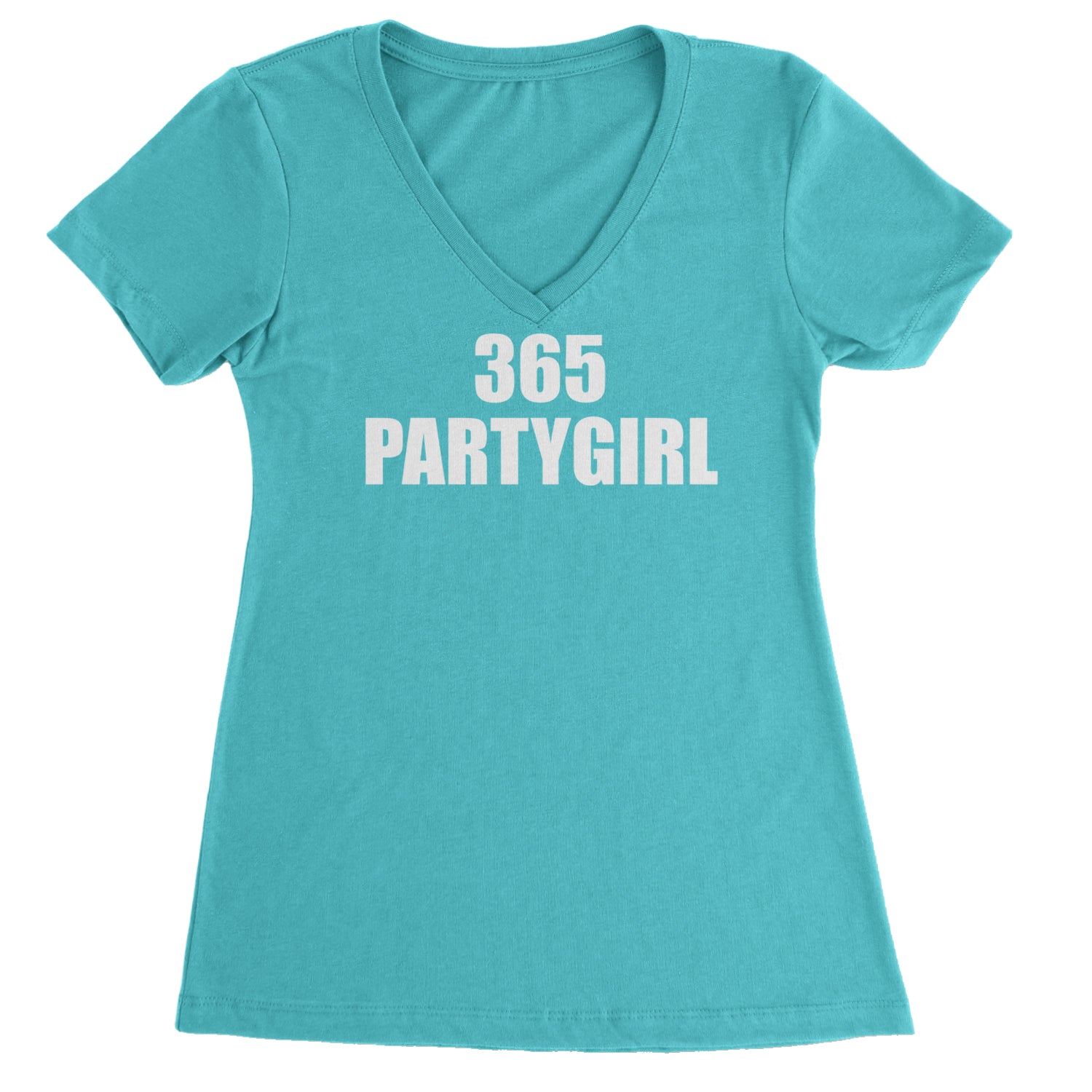 365 Party Girl Brat Girl Summer Ladies V-Neck T-shirt Black