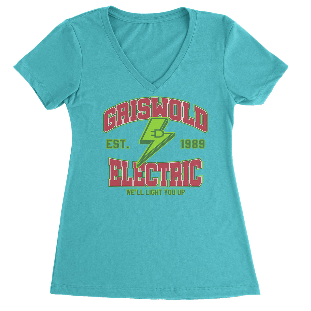 Griswold Electric We'll Light You Up Ladies V-Neck T-shirt Surf