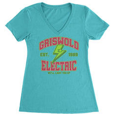 Griswold Electric We'll Light You Up Ladies V-Neck T-shirt Surf