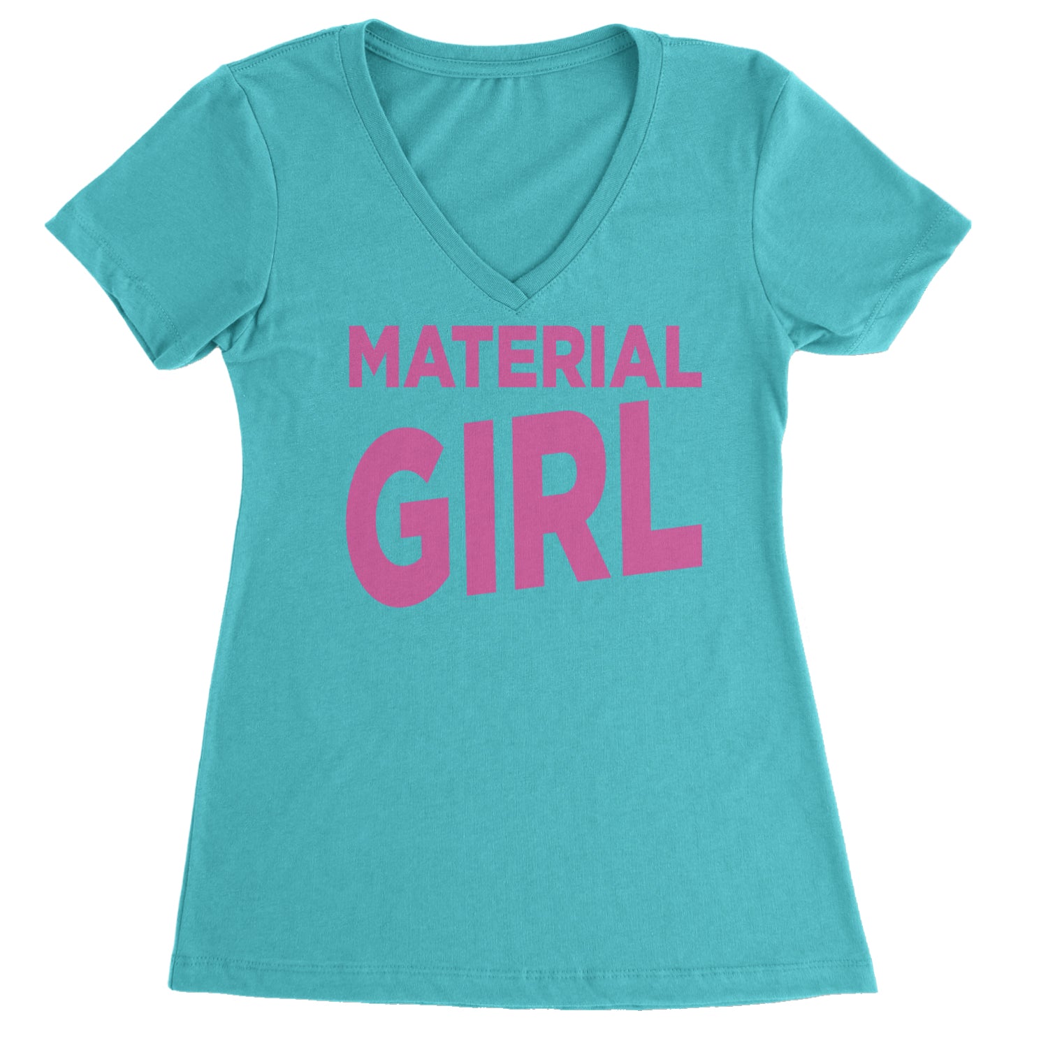 Material Girl 80's Retro Celebration Ladies V-Neck T-shirt Surf