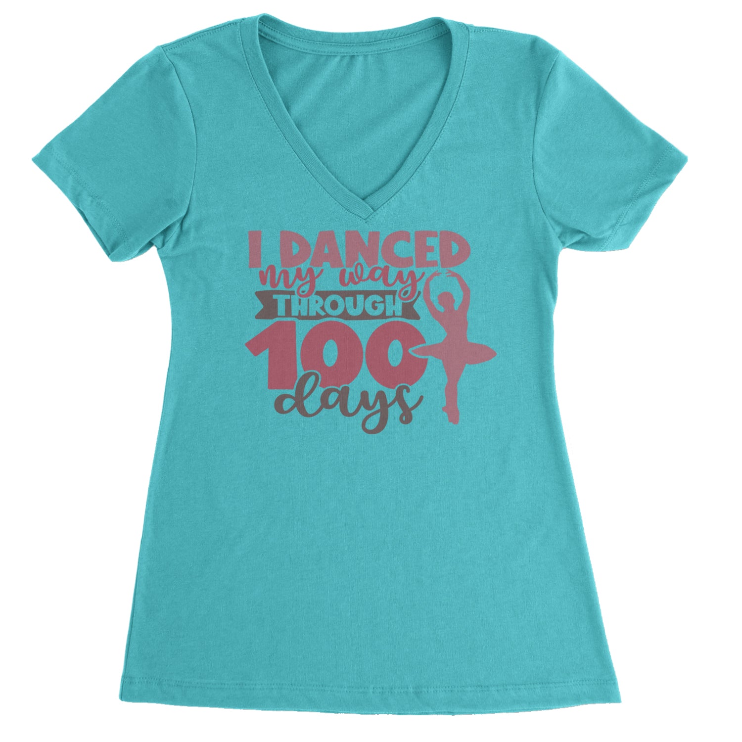 I Danced My Way Through 100 Days Of School Ladies V-Neck T-shirt Surf