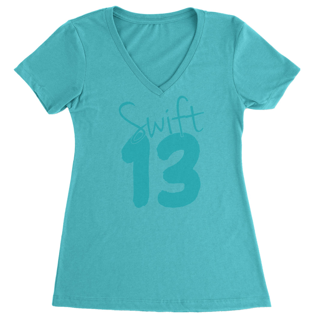 13 Swift 13 Lucky Number Era TTPD Ladies V-Neck T-shirt Surf