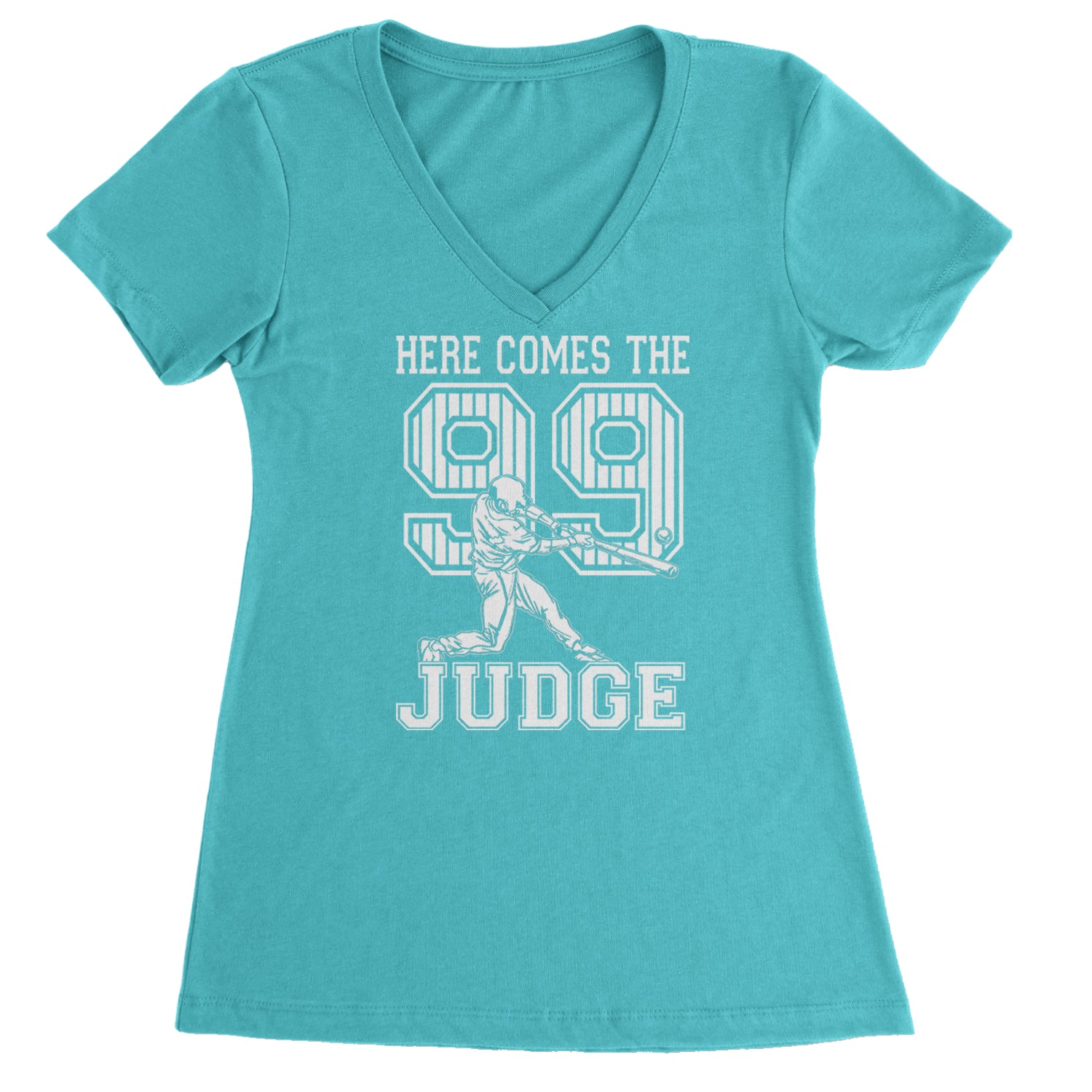Here Comes The Judge 99 NY Baseball  Ladies V-Neck T-shirt Black