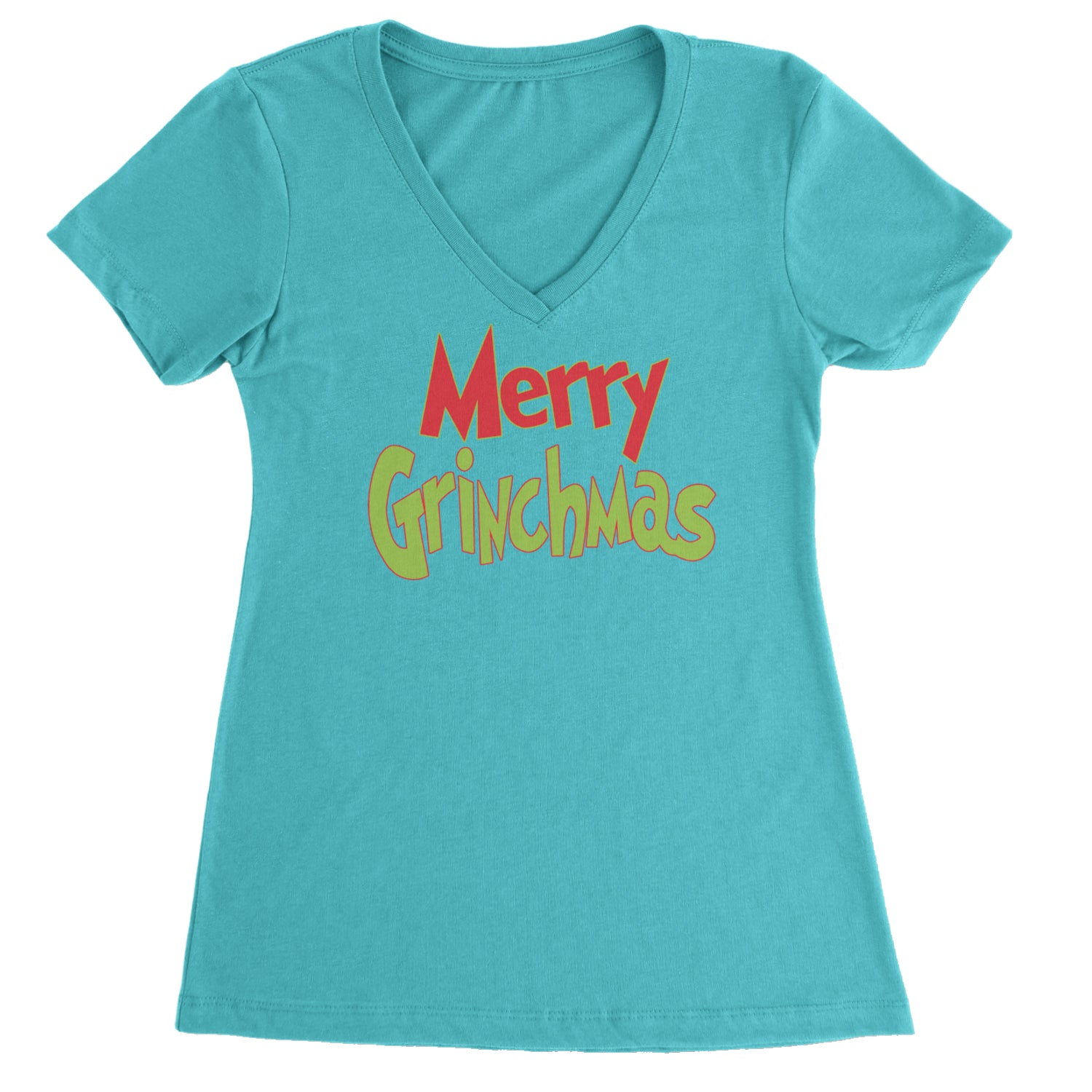 Merry Grinchmas Jolly Merry Christmas Ladies V-Neck T-shirt Surf