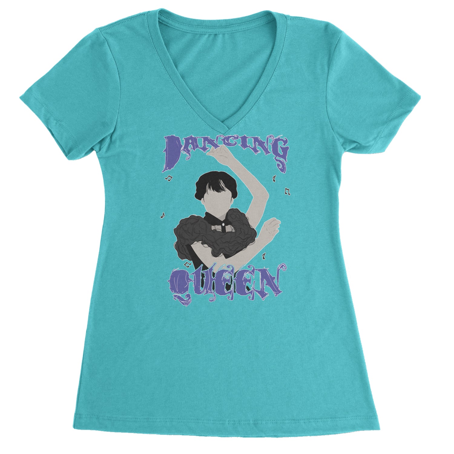 Wednesday Dancing Queen Ladies V-Neck T-shirt Surf