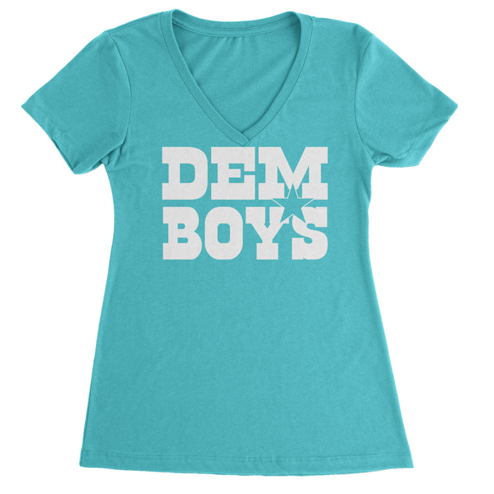 Dem Boys Dallas Football Ladies V-Neck T-shirt