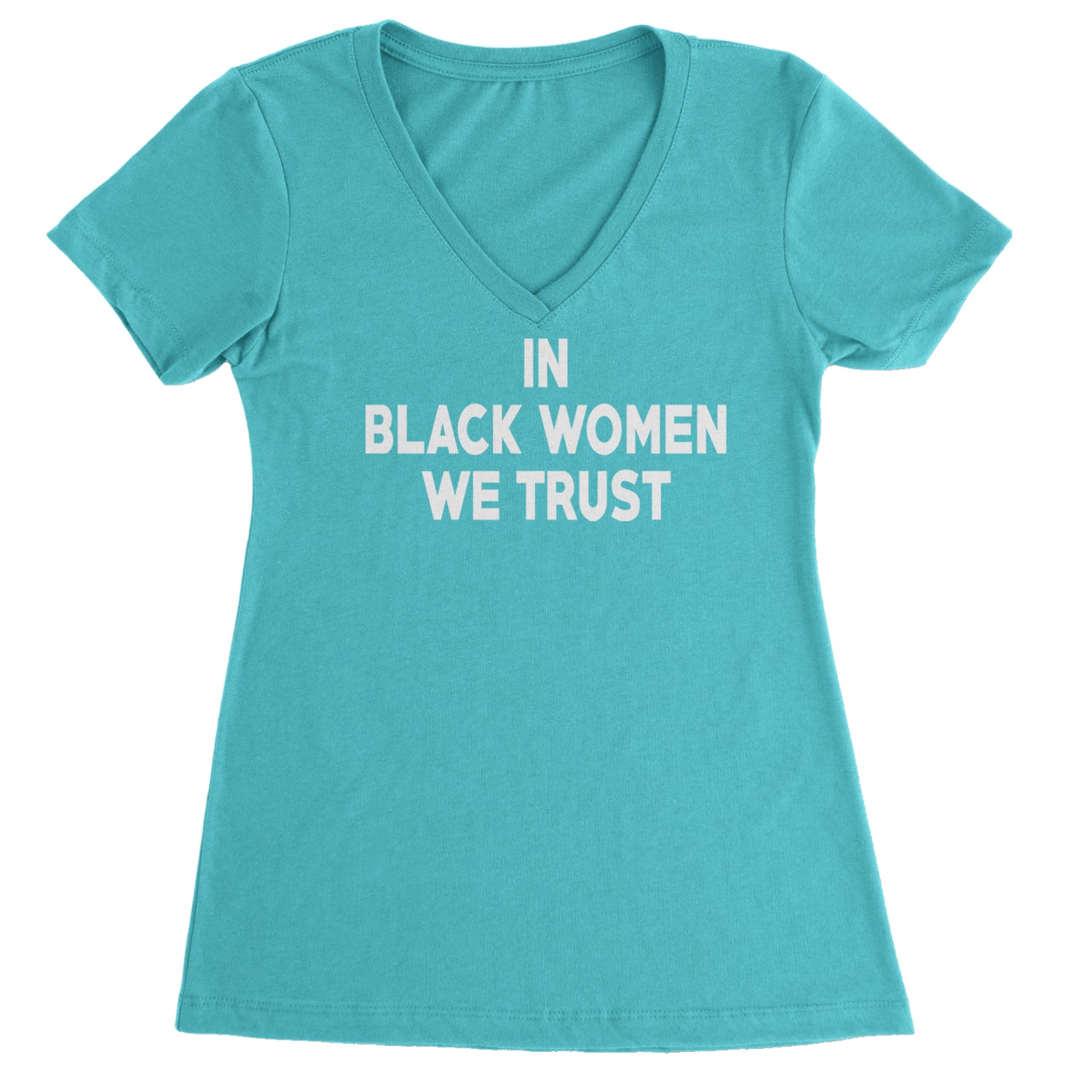 In Black Women We trust Ladies V-Neck T-shirt Black