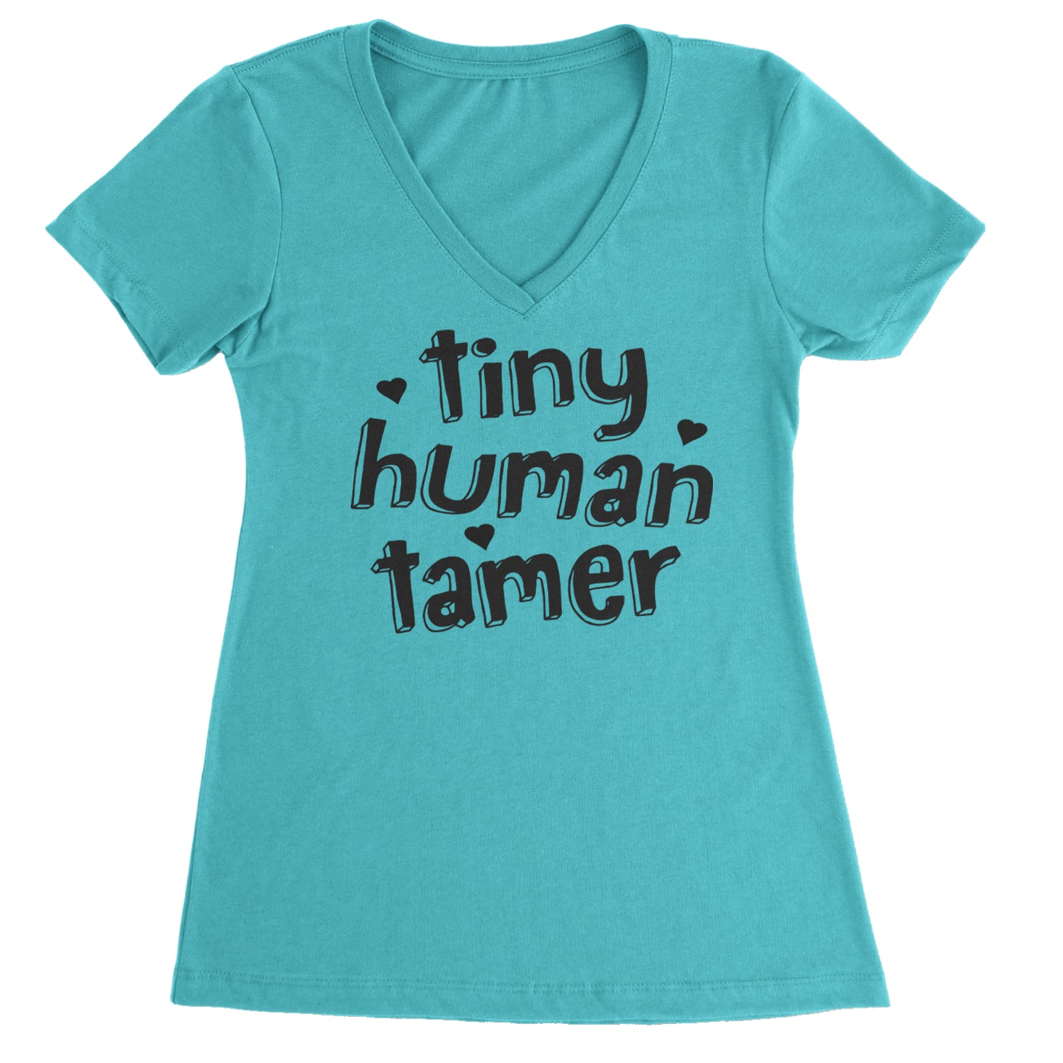 Tiny Human Tamer Teacher Ladies V-Neck T-shirt White