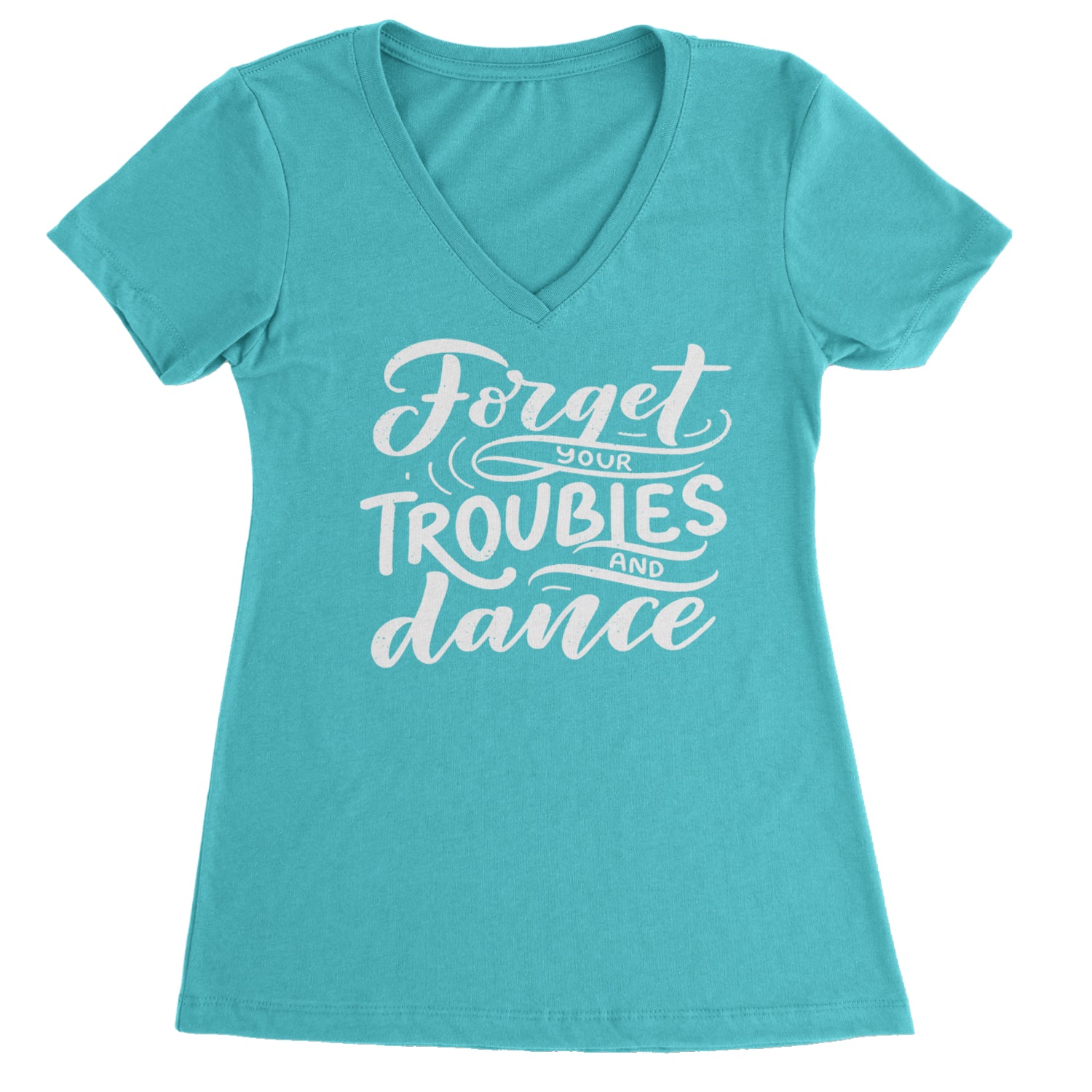 Forget Your Troubles and Dance Ladies V-Neck T-shirt Black