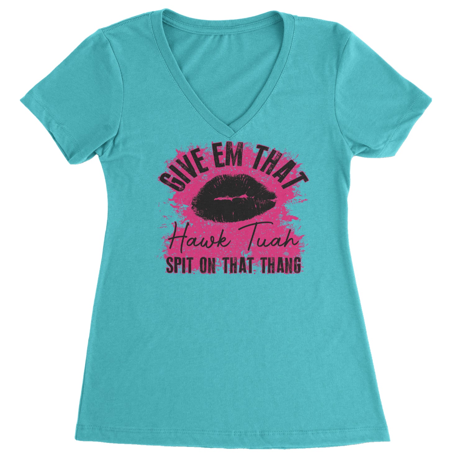Give 'Em Hawk Tuah Spit On That Thang Ladies V-Neck T-shirt Surf