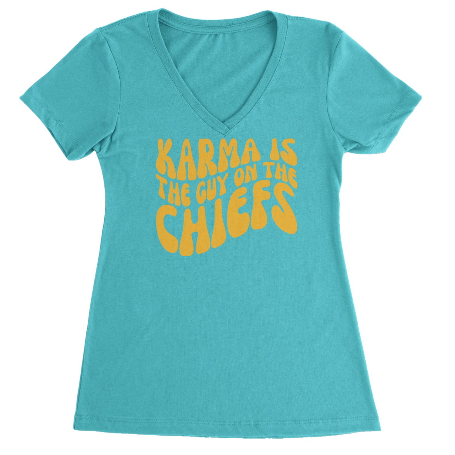 Karma Is The Guy On The Chiefs Boyfriend Ladies V-Neck T-shirt Surf