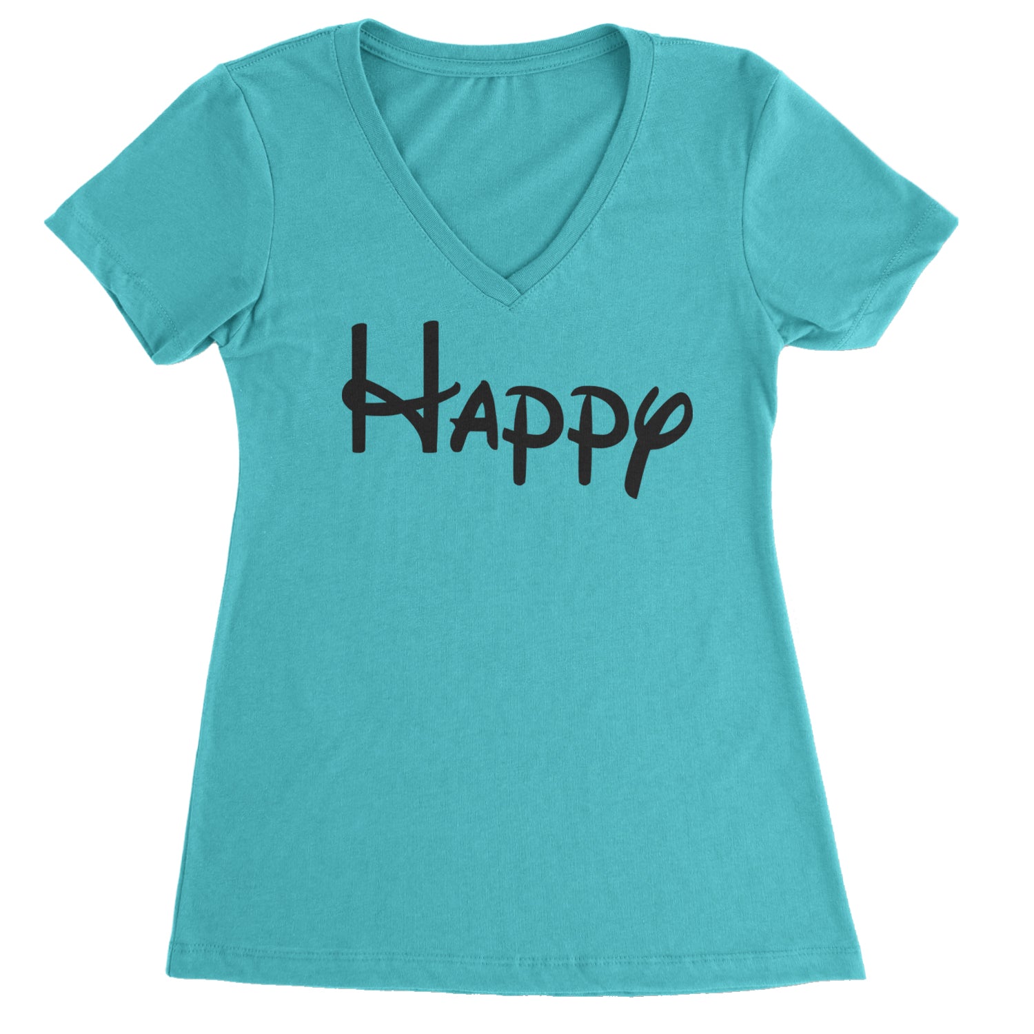 Happy - 7 Dwarfs Costume Ladies V-Neck T-shirt White