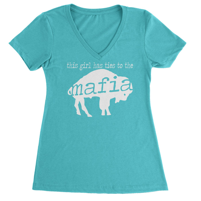 This Girl Has Ties To The Bills Mafia Ladies V-Neck T-shirt