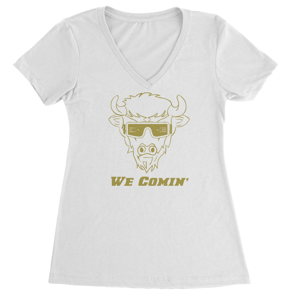 We Coming Coach Prime Colorado Ladies V-Neck T-shirt White