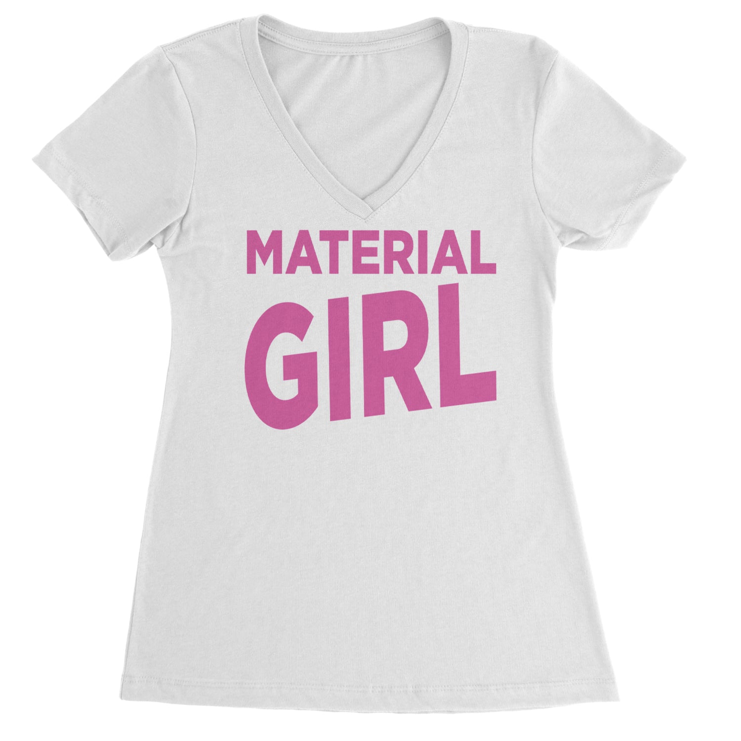 Material Girl 80's Retro Celebration Ladies V-Neck T-shirt White