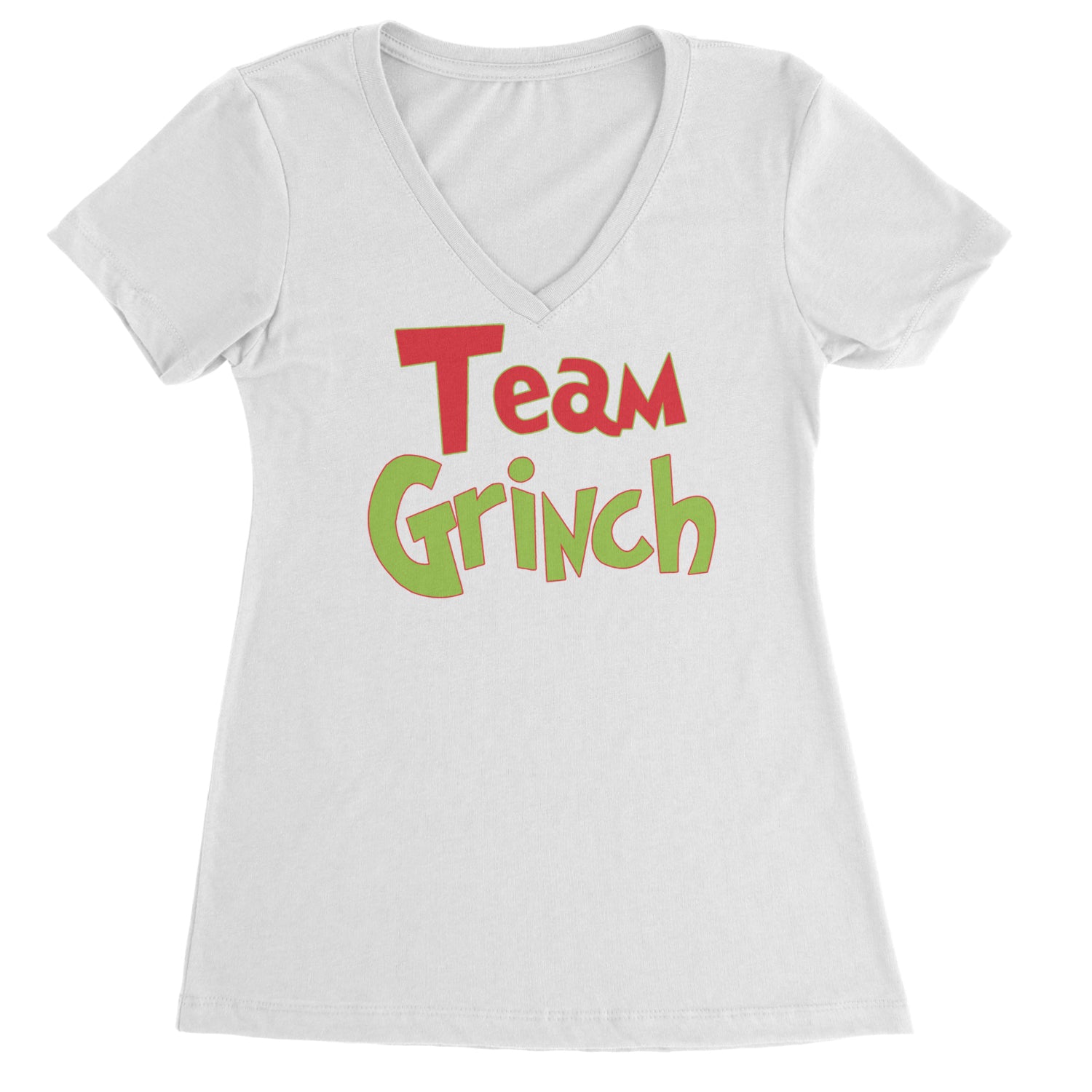 Team Gr-nch Jolly Grinchmas Merry Christmas Ladies V-Neck T-shirt White