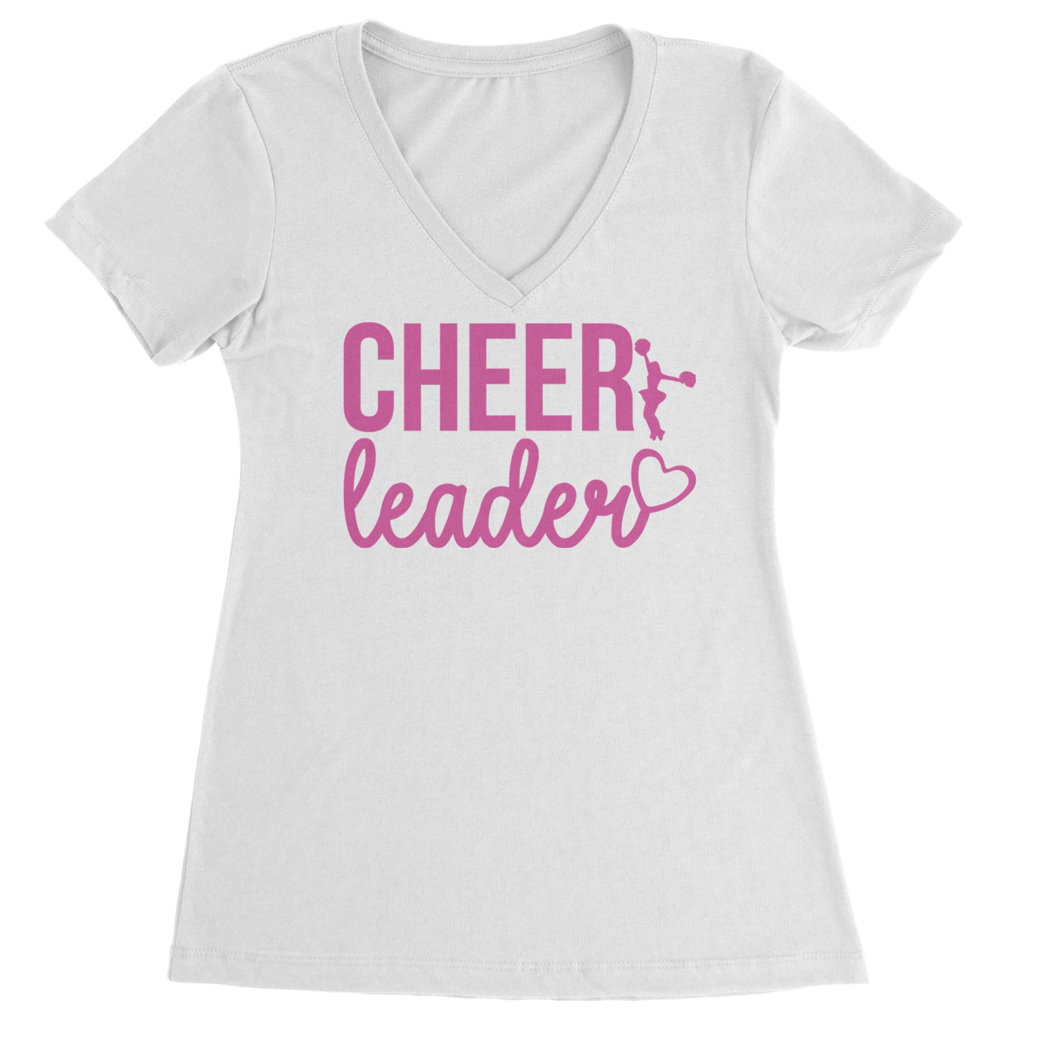 Cheerleader Heart Love Ladies V-Neck T-shirt Black