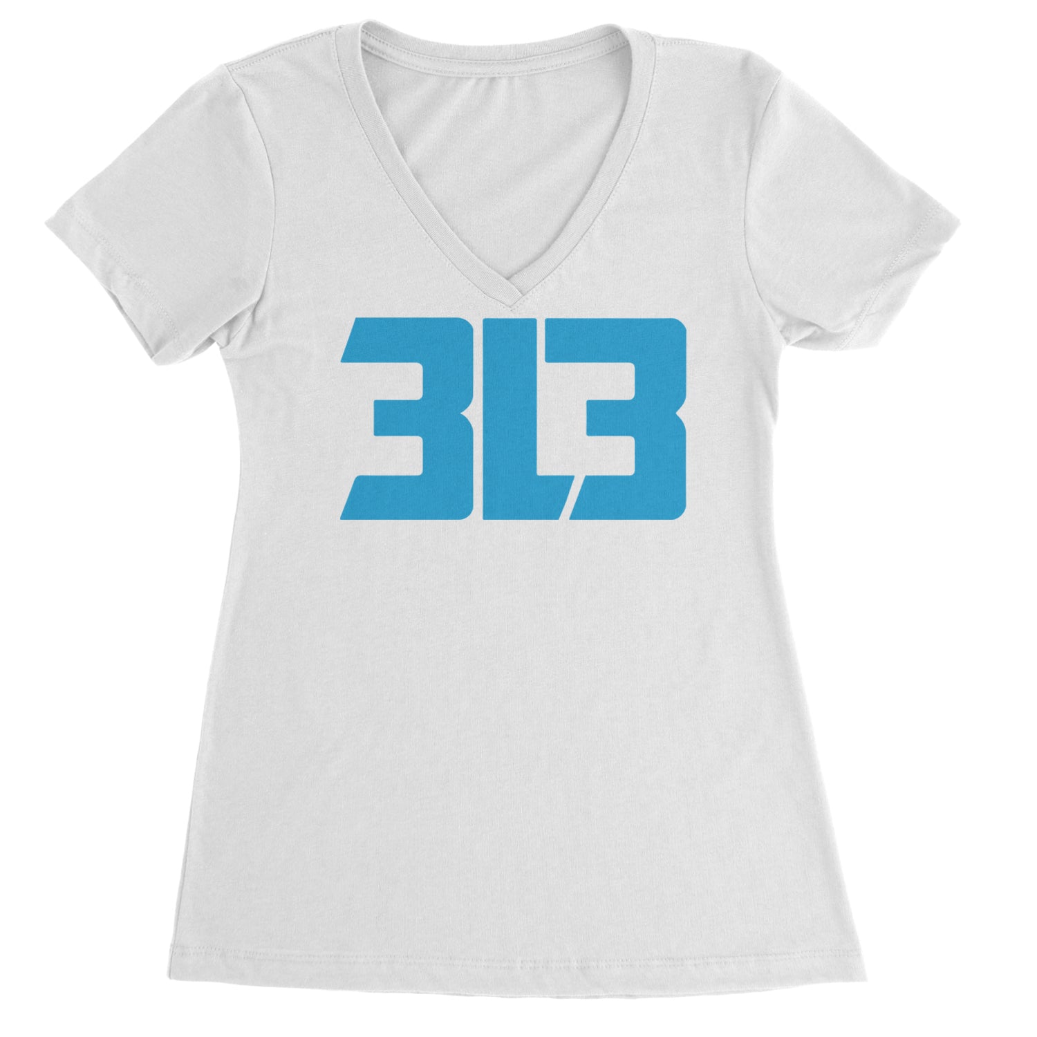 3L3 From The 313 Detroit Football Ladies V-Neck T-shirt Black