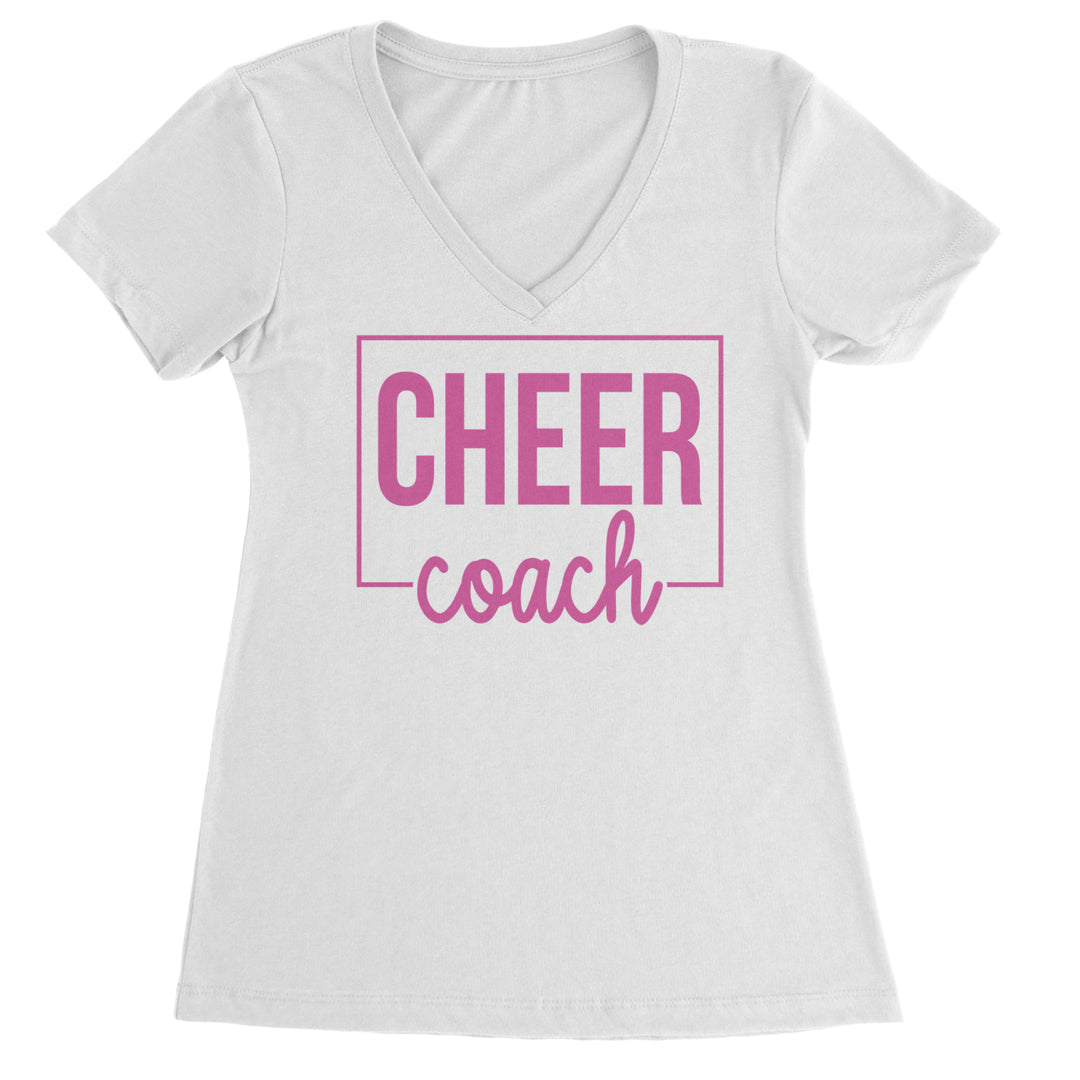 Cheer Coach Cheerleader Ladies V-Neck T-shirt White