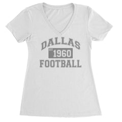 Dallas Football Established 1960 Ladies V-Neck T-shirt White