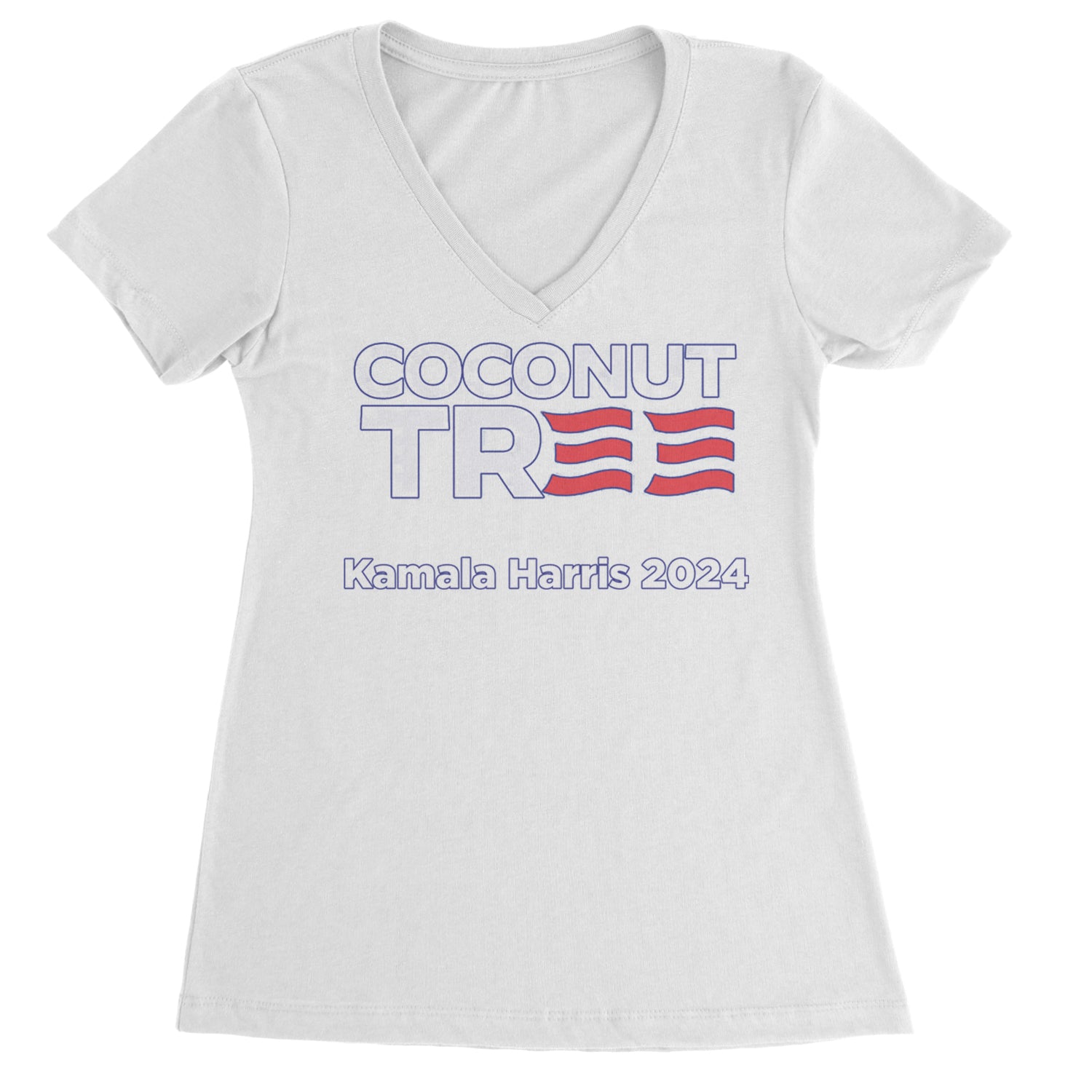 Coconut Tree - Support Kamala Harris For President 2024 Ladies V-Neck T-shirt White